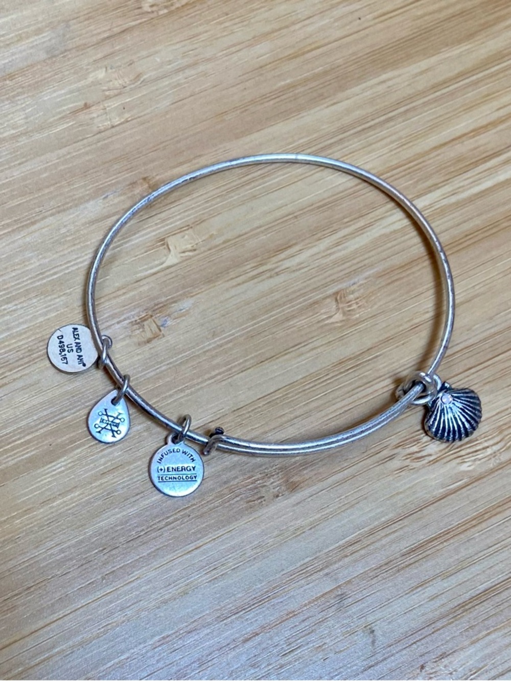 Alex and Ani Silver-Tone Scallop Shell Bangle